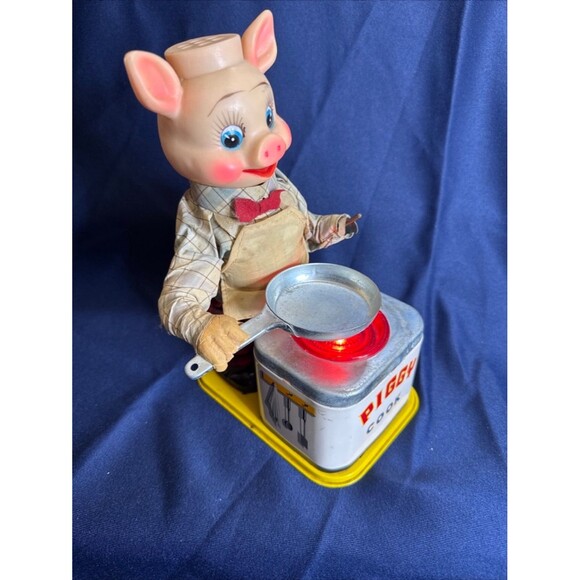 Vintage Tin 1950s Piggy Cook Battery Operated Toy Japan Parts or Repair - Picture 6 of 9